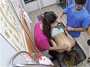 astounding threesome porking on the massage table